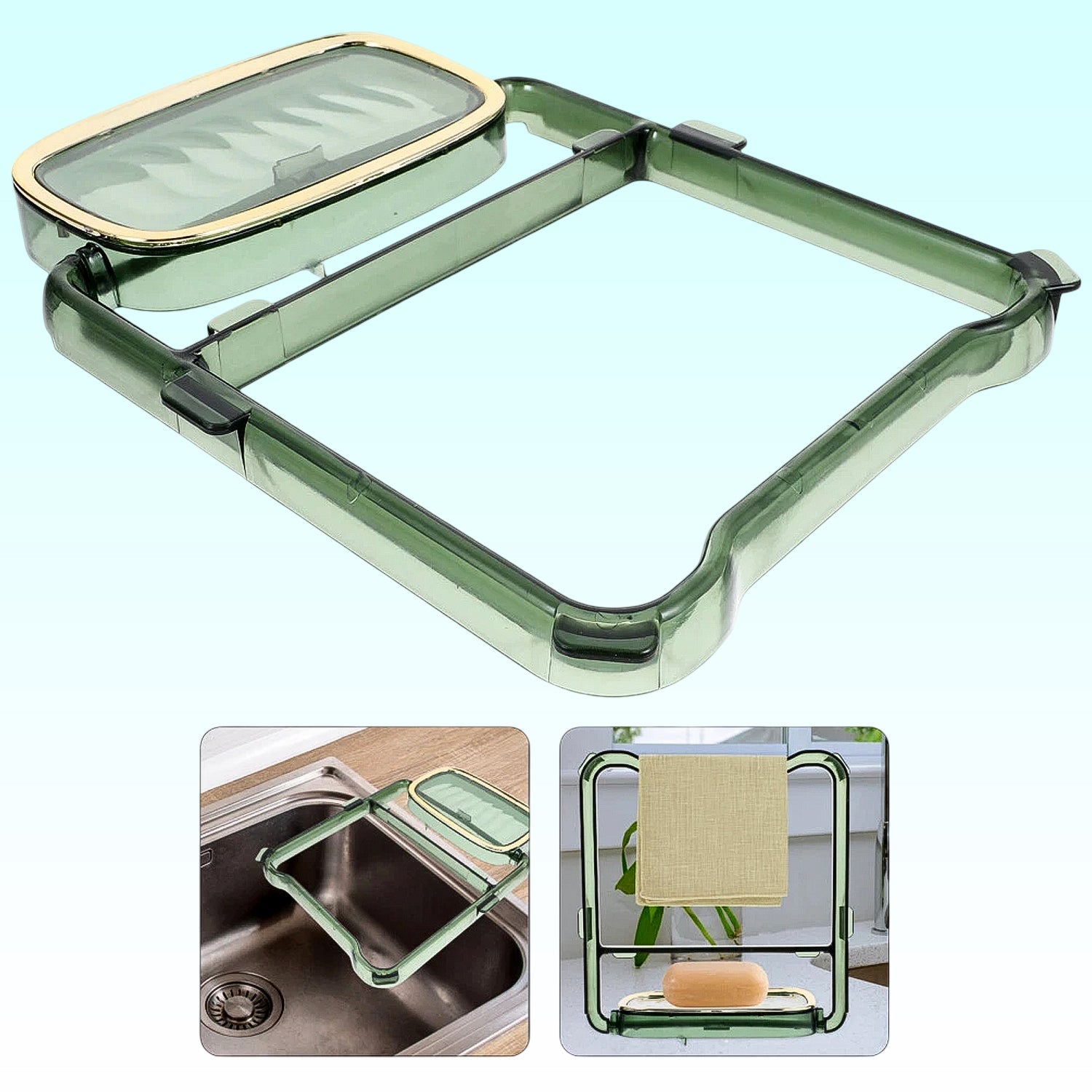 2-in-1 Self-Adhesive Towel Hanger & Soap Holder Stand (1 Pc) 2-in-1 Self-Adhesive Towel Hanger & Soap Holder Stand (1 Pc)